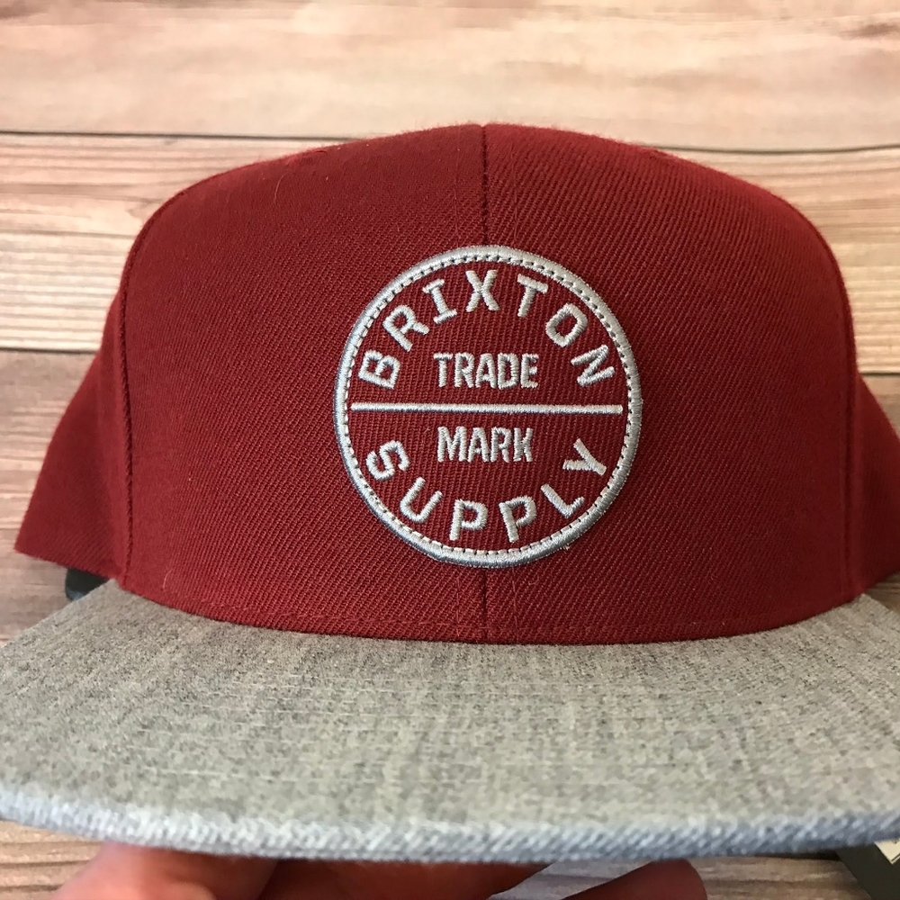 Brixton Oath 3 Snapback Hat-Burgundy/Light Heather
